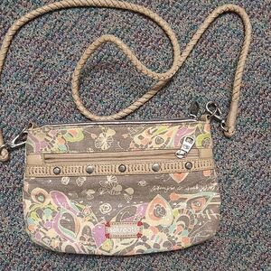 Like New Sakroots Campus Peace Love Multicolor Sequin Detail Crossbody Bag